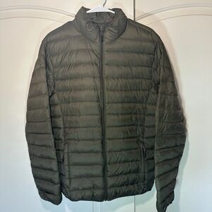 Hawke & Co Puffer Jacket Duck Down Filled‎ Mens Small Olive Green Packable Light